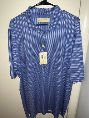Donald Ross Men's Short-Sleeve Blue Geo Print Polo